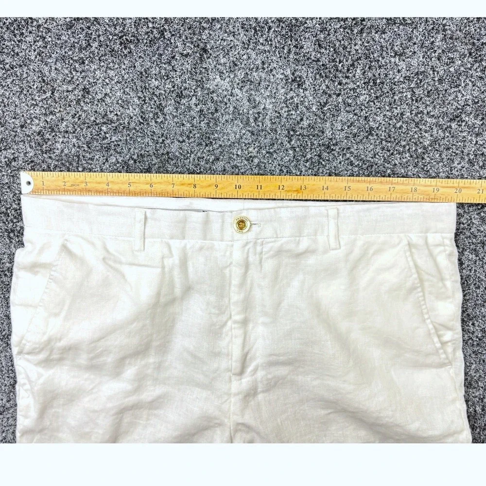 Prestige Original LUX-460 Mens White 100% Linen Straight Leg Dress Pants Size 38